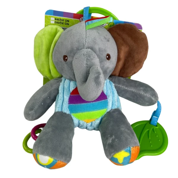 Sonajero peluche musical con llama dientes - Elefante Gris