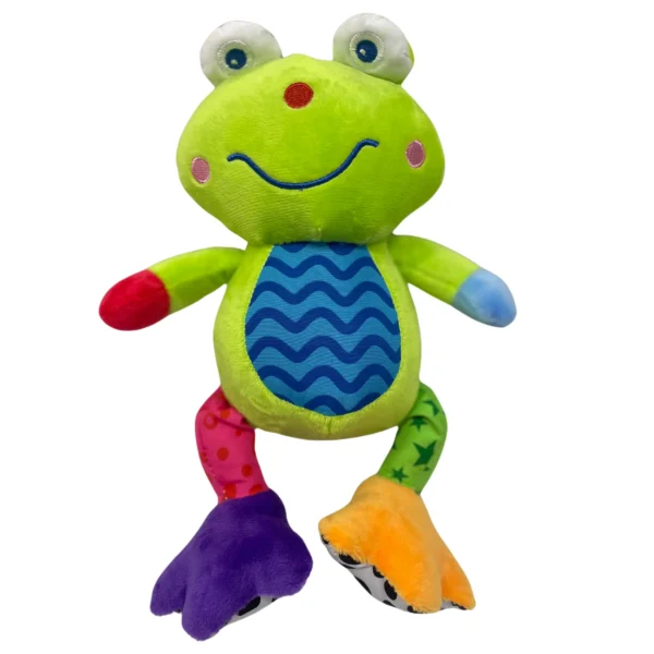 Sonajero peluche musical con llama dientes - Rana