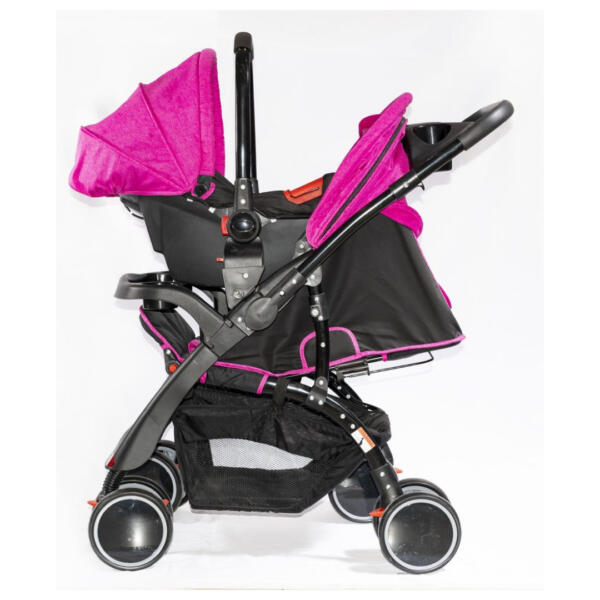 Coche Para Bebé + Silla Para Carro Fucsia - Imagen 2